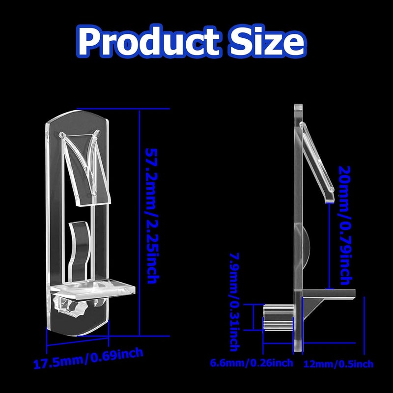 Ojeemii 20PCS Plastic Locking Shelf Support Pegs, 7.9mm Self-Locking Shelf Pins, Plastic Cabinet Shelf Clips, Clear Bracket Clips for Kitchen, 7.9mm Peg x 3/4" Thick Shelves - Image 2
